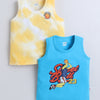 BUMZEE Blue & Yellow Boys Sleeveless Cotton T-Shirts Pack Of 2