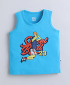 Bumzee Blue & Yellow Tie & Dye T-Shirt, Pack of 2, Sleeveless, 100% Cotton