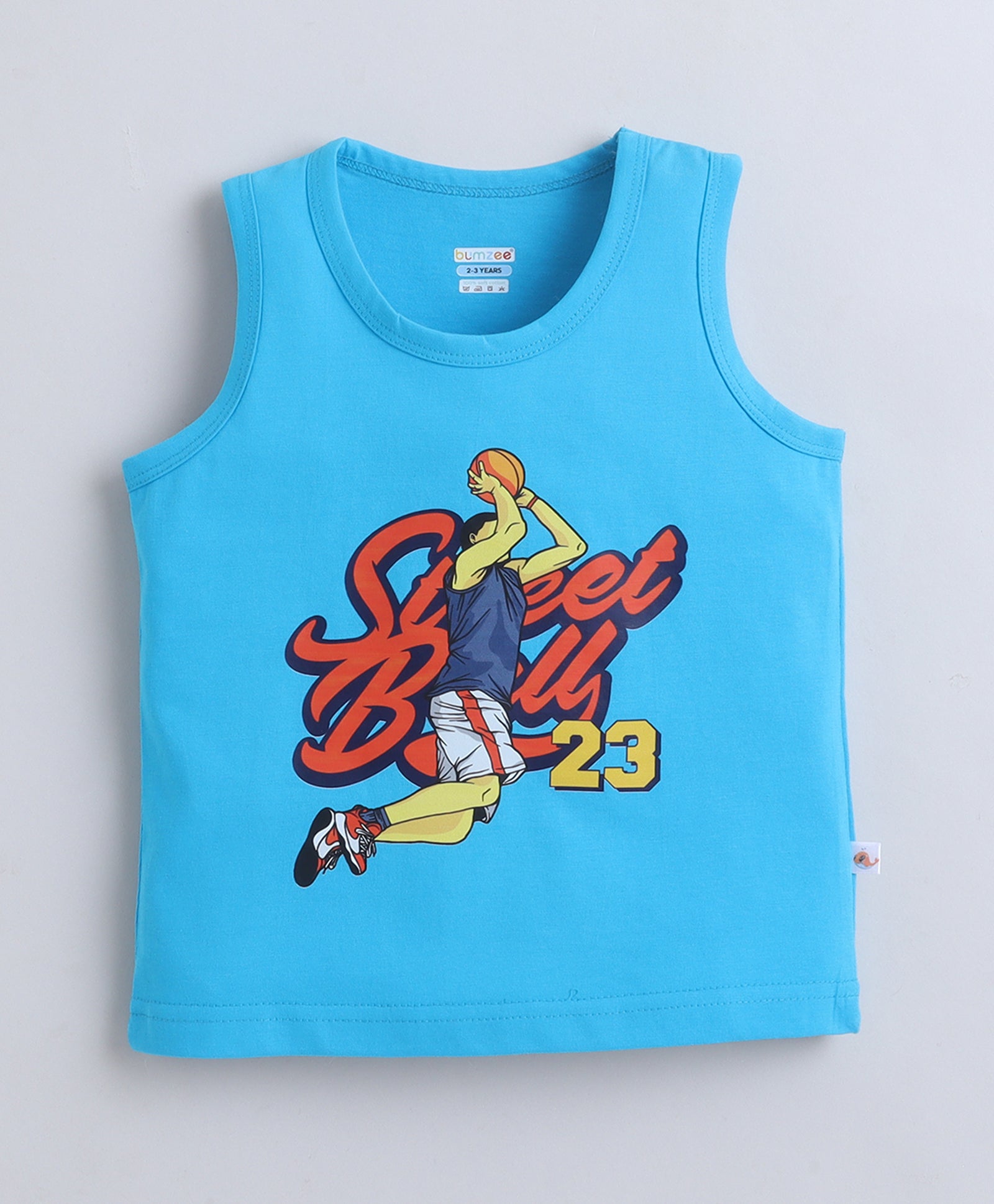 BUMZEE Blue & Yellow Boys Sleeveless Cotton T-Shirts Pack Of 2