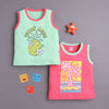 BUMZEE Green & Pink Girls Sleeveless Cotton T-Shirts Pack Of 2