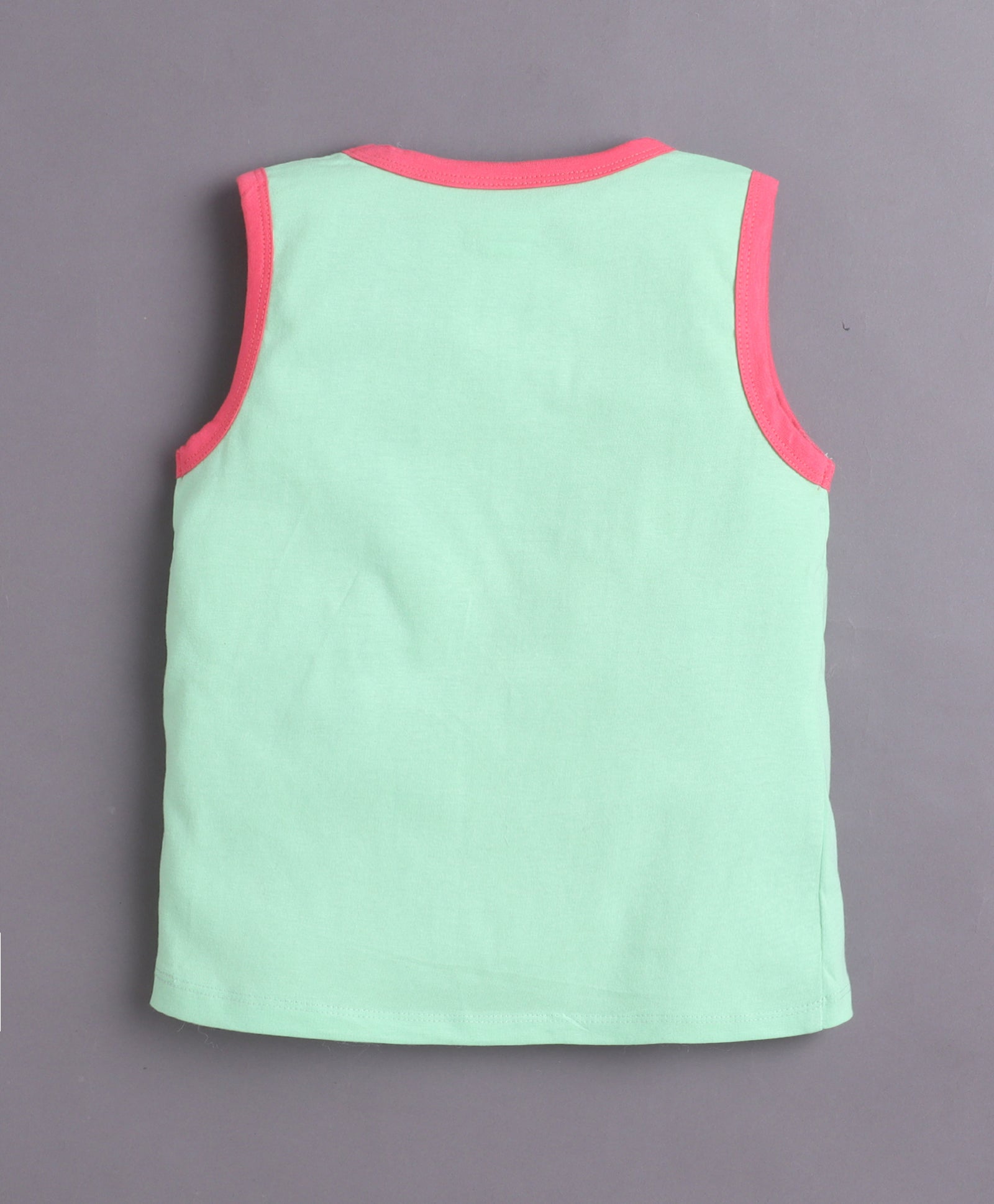 BUMZEE Green & Pink Girls Sleeveless Cotton T-Shirts Pack Of 2