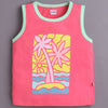 BUMZEE Green & Pink Girls Sleeveless Cotton T-Shirts Pack Of 2