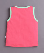 Bumzee Green & Pink Graphic Print T-Shirt, Pack of 2, Sleeveless, 100% Cotton