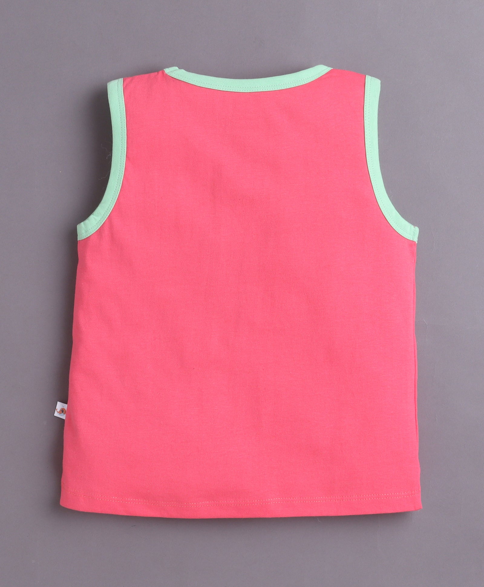 BUMZEE Green & Pink Girls Sleeveless Cotton T-Shirts Pack Of 2