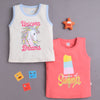 BUMZEE Beige & Coral Girls Sleeveless Cotton T-Shirts Pack Of 2
