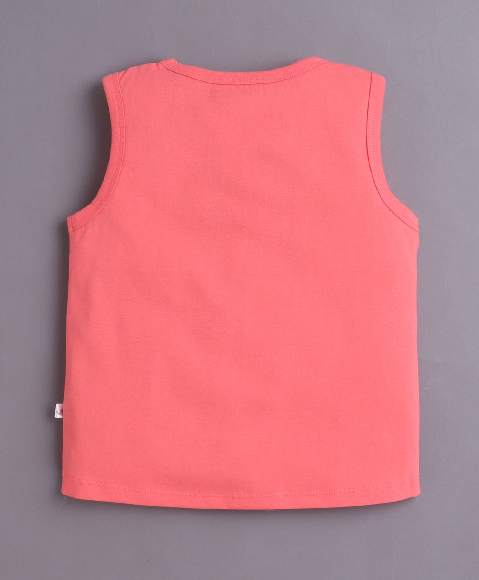 BUMZEE Beige & Coral Girls Sleeveless Cotton T-Shirts Pack Of 2