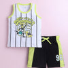 BUMZEE White & Black Boys Sleeveless T-Shirt & Short Set