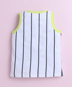 Bumzee White & Black Graphic Print T-Shirt & Short Set, Sleeveless, 100% Cotton