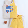 BUMZEE Yellow & Beige Boys Sleeveless T-Shirt & Short Set