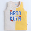 BUMZEE Yellow & Beige Boys Sleeveless T-Shirt & Short Set