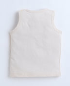 Bumzee Yellow & Beige Graphic Print T-Shirt & Short Set, Sleeveless, 100% Cotton