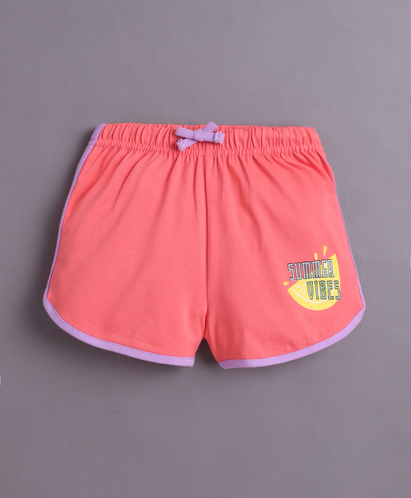 BUMZEE Purple & Coral Girls Half Sleeves T-Shirt & Short Set