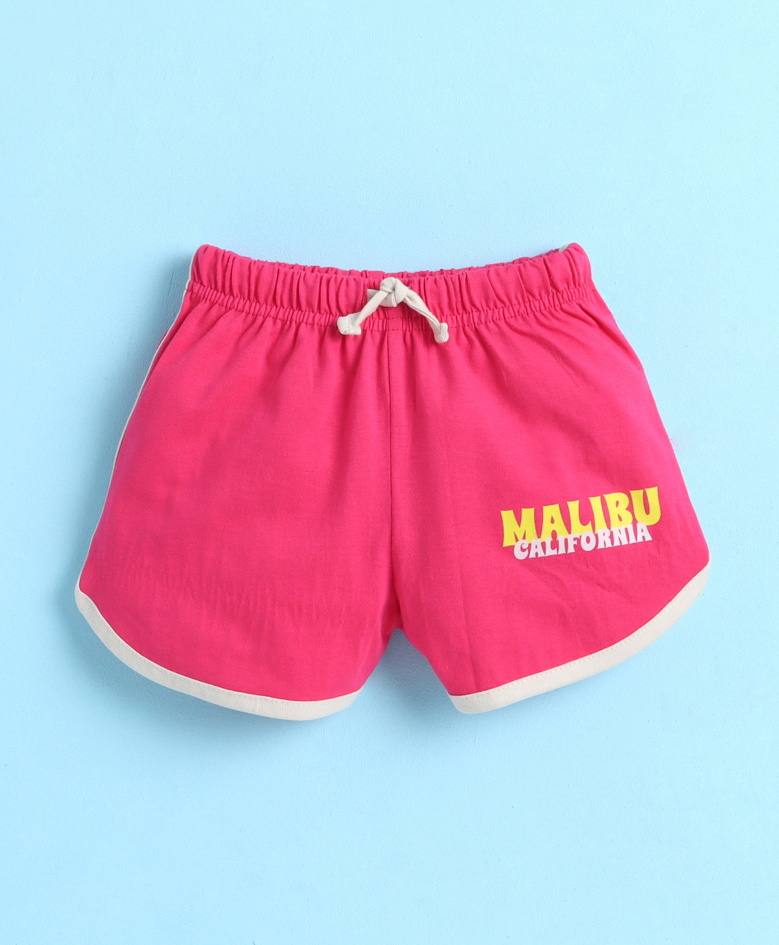 Beige & Pink Girls Half Sleeves T-Shirt & Short Set