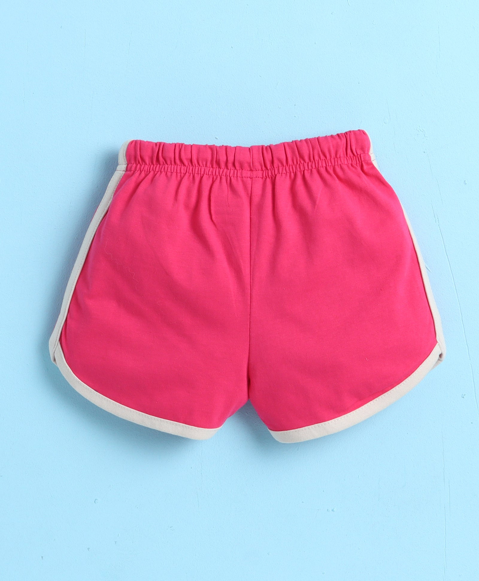 Beige & Pink Girls Half Sleeves T-Shirt & Short Set