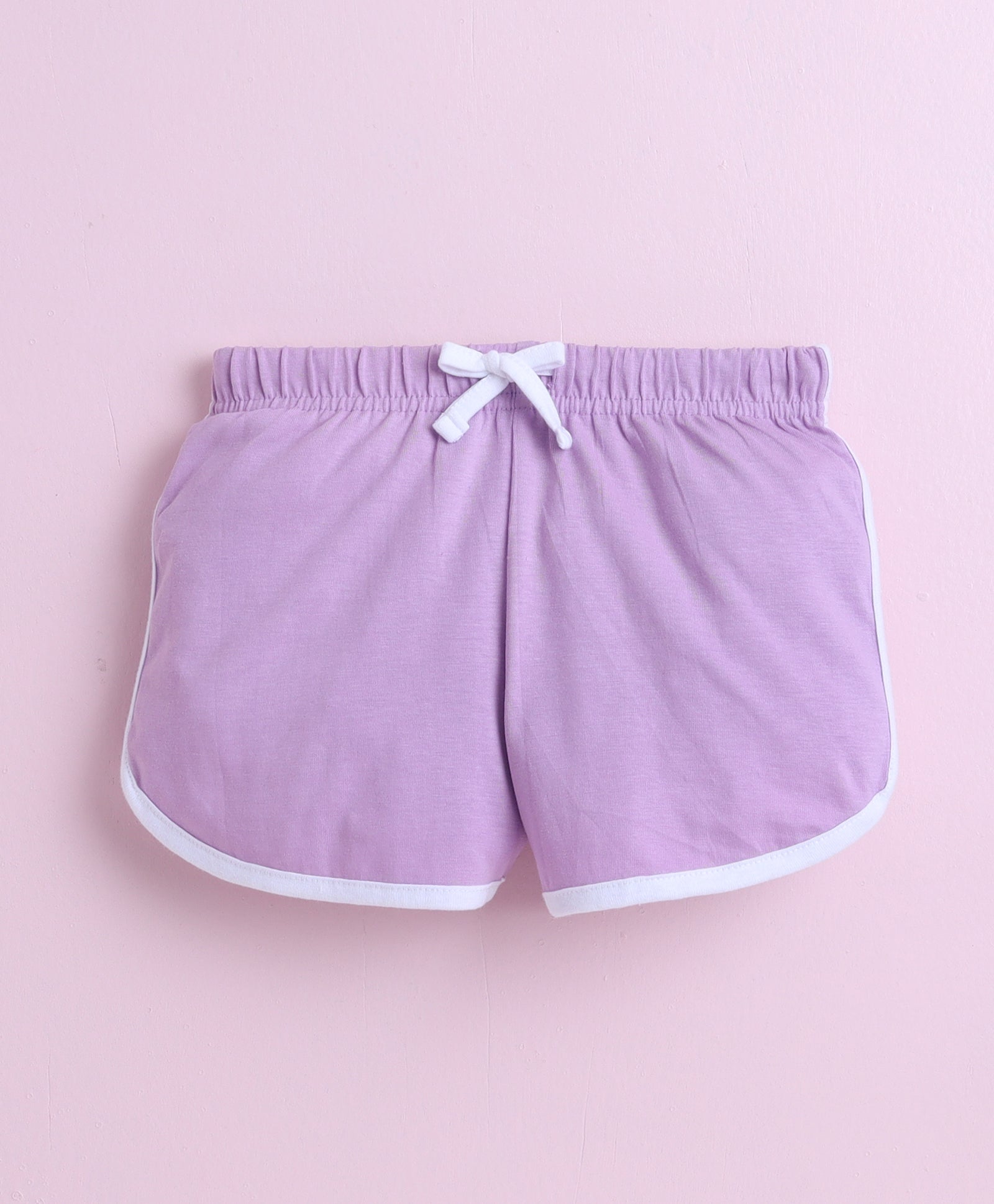 BUMZEE White & Lavender Girls Half Sleeves T-Shirt & Short Set