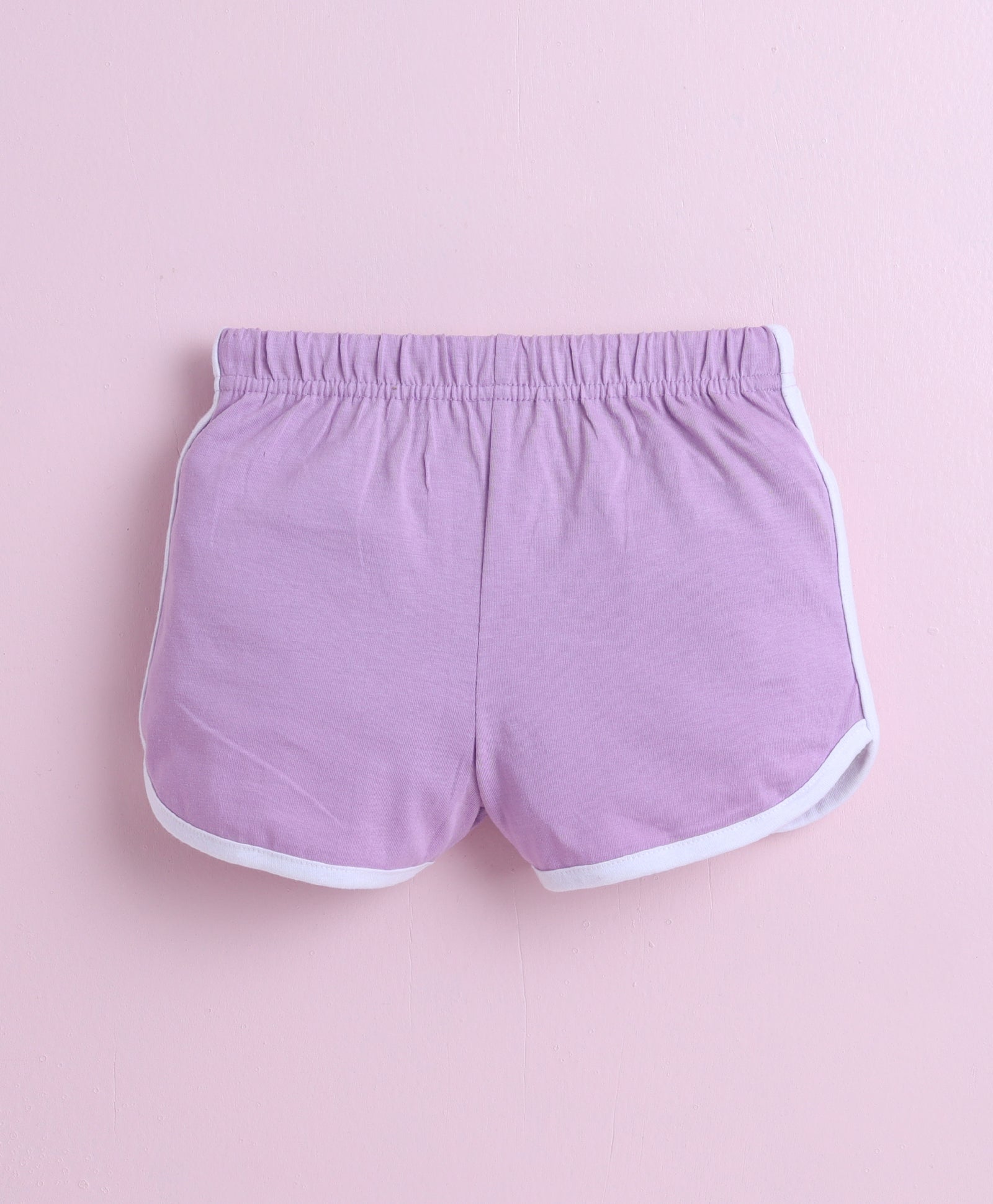 BUMZEE White & Lavender Girls Half Sleeves T-Shirt & Short Set
