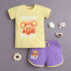 BUMZEE Yellow & Purple Girls Half Sleeves T-Shirt & Short Set