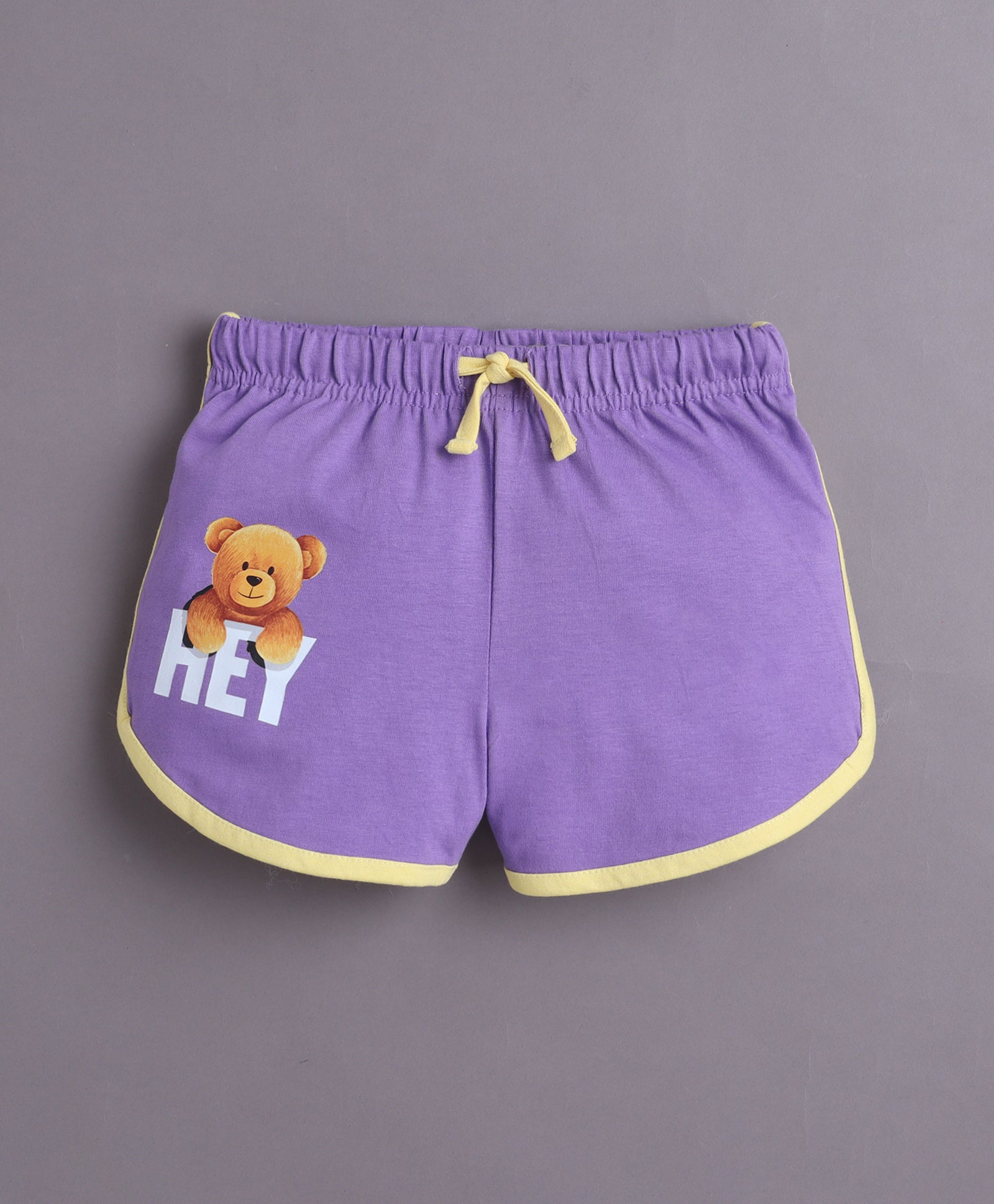BUMZEE Yellow & Purple Girls Half Sleeves T-Shirt & Short Set