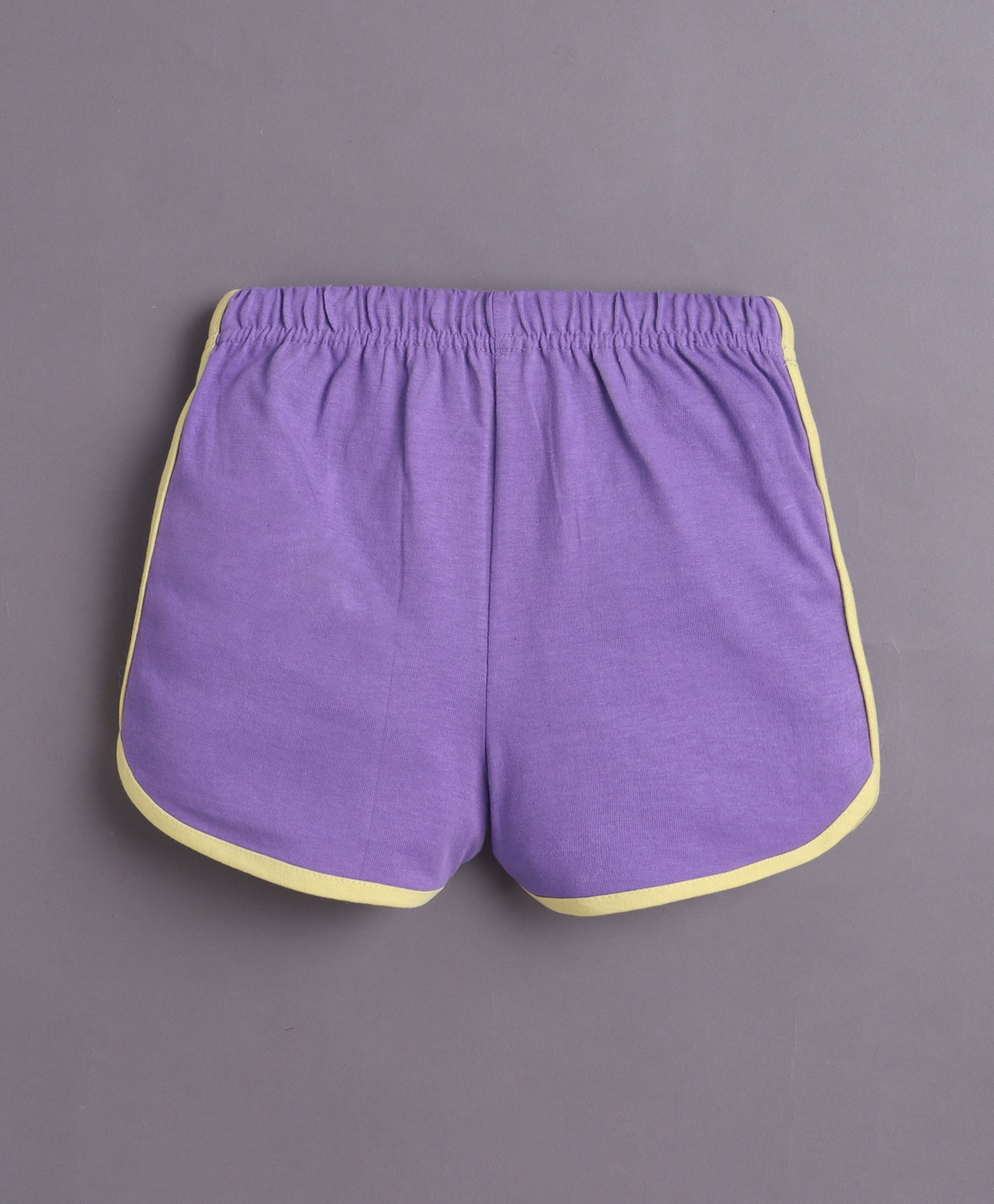 BUMZEE Yellow & Purple Girls Half Sleeves T-Shirt & Short Set