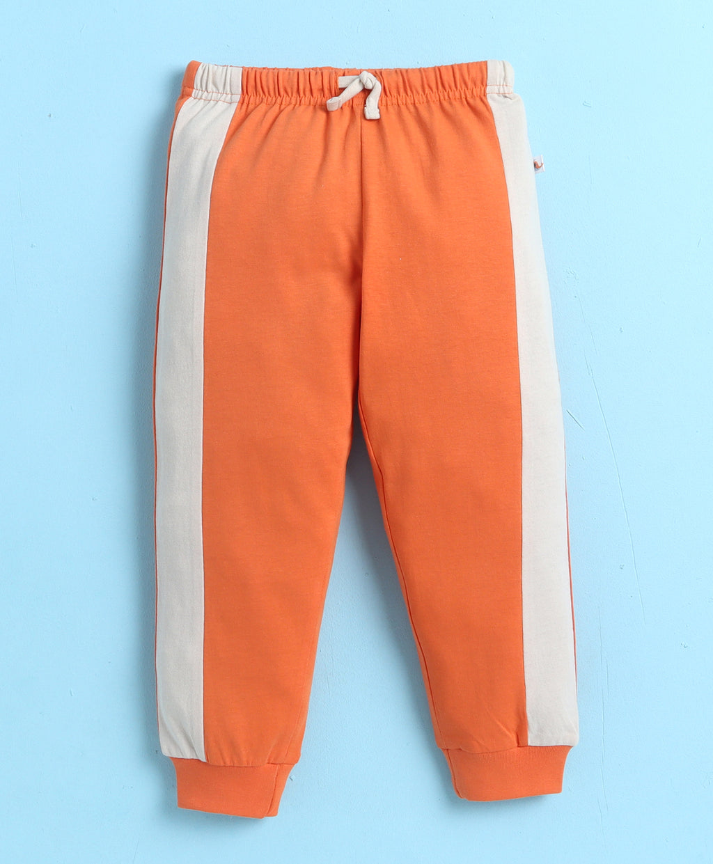 Bumzee Beige & Orange Graphic Print T-Shirt & Pyjama Set, Full Sleeves