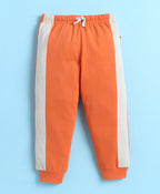 Bumzee Beige & Orange Graphic Print T-Shirt & Pyjama Set, Full Sleeves