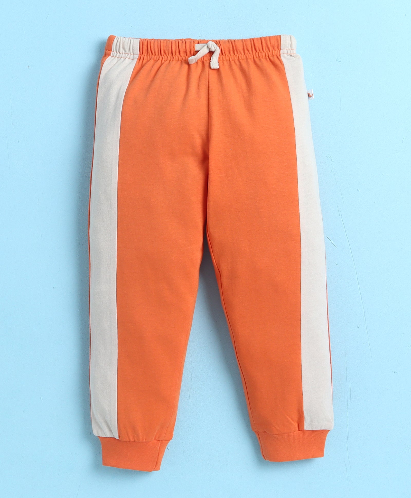 Beige & Orange Boys Full Sleeves Cotton T-Shirt & Pyjama Set