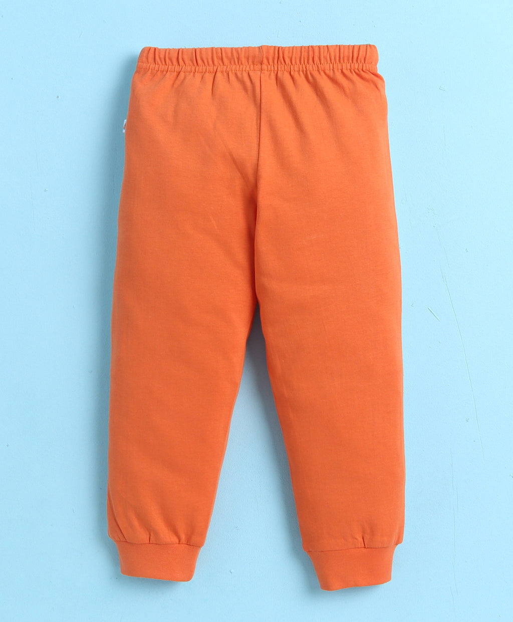 Bumzee Beige & Orange Graphic Print T-Shirt & Pyjama Set, Full Sleeves