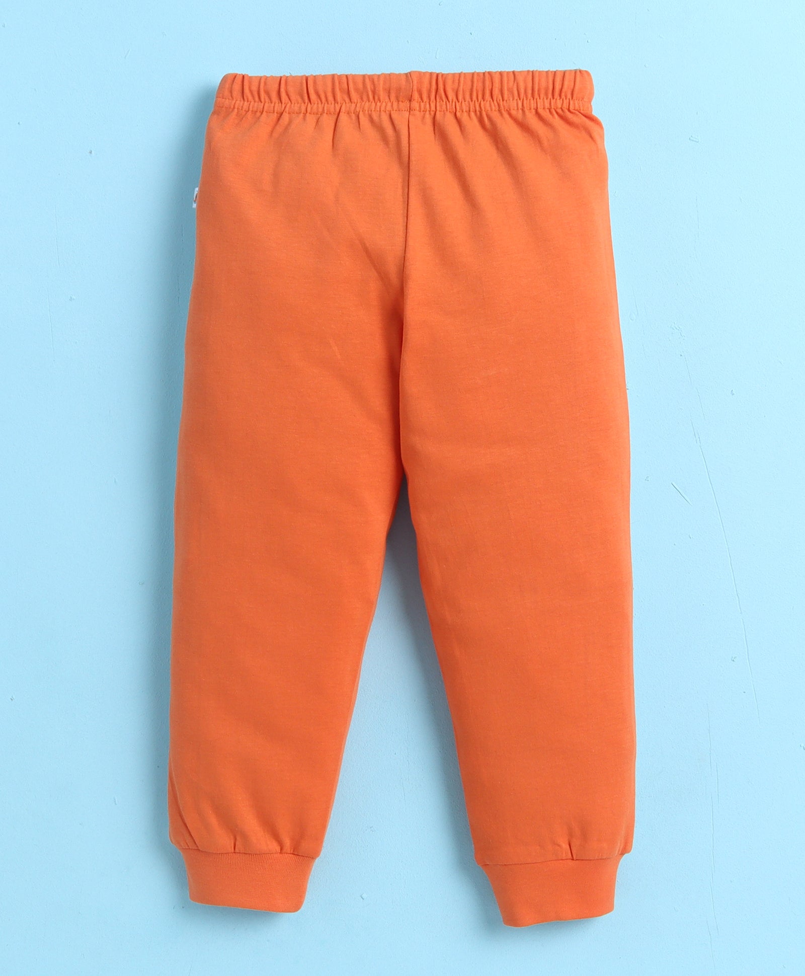 Beige & Orange Boys Full Sleeves Cotton T-Shirt & Pyjama Set
