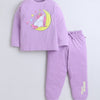 Lilac Girls Full Sleeves Cotton T-Shirt & Pyjama Set