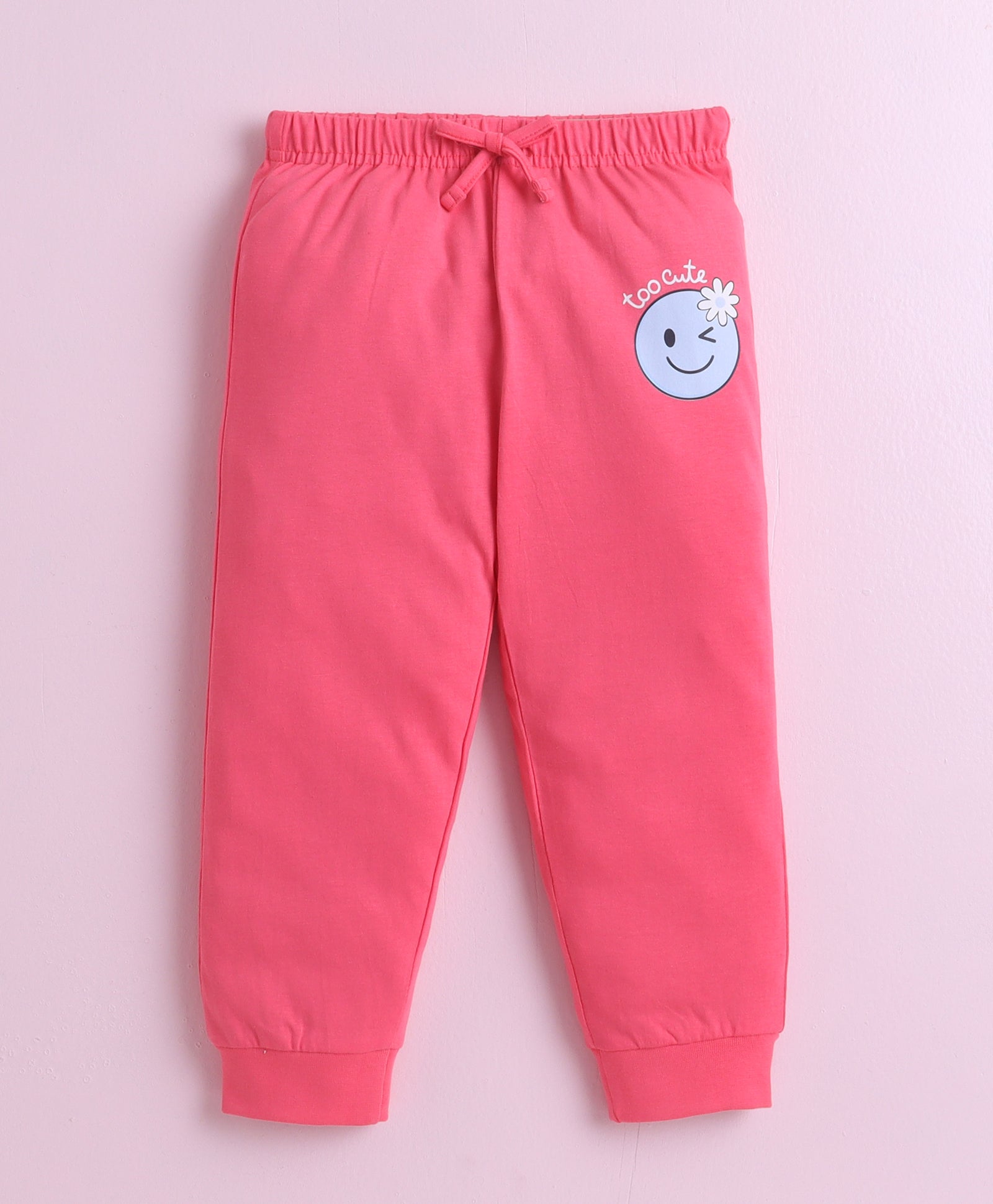 Pink & Multi Girls Full Sleeves Cotton T-Shirt & Pyjama Set