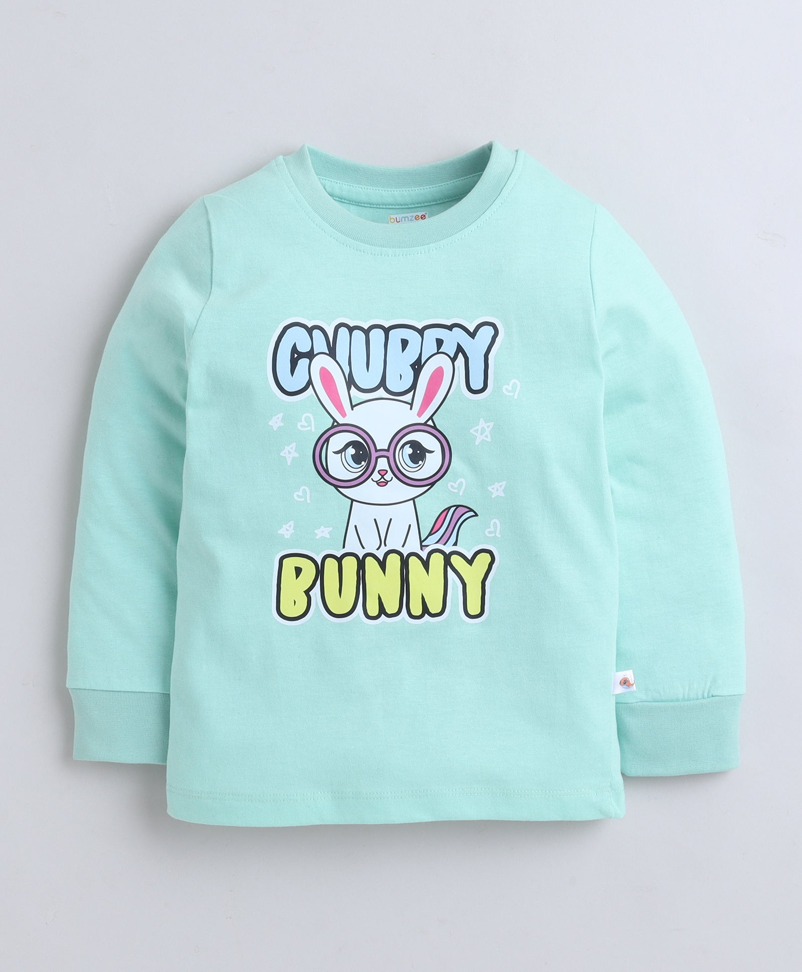 Green Girls Full Sleeves Cotton T-Shirt & Pyjama Set