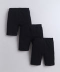 Bumzee Black Cycling Shorts, Pack of 3, 100% Cotton
