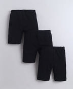 Bumzee Black Cycling Shorts, Pack of 3, 100% Cotton