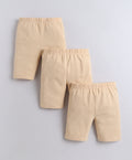 Bumzee Beige Cycling Shorts, Pack of 3, 100% Cotton