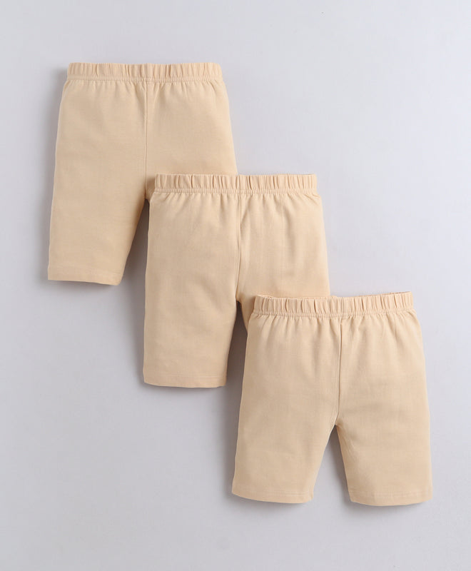 Beige Girls Cotton Cycling Short Pack of 3