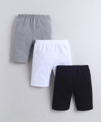 Bumzee Grey & Black Cycling Shorts, Pack of 3, 100% Cotton