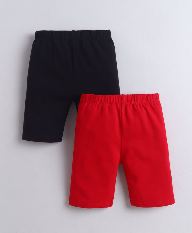 Black & Red Girls Cotton Cycling Short Pack of 2