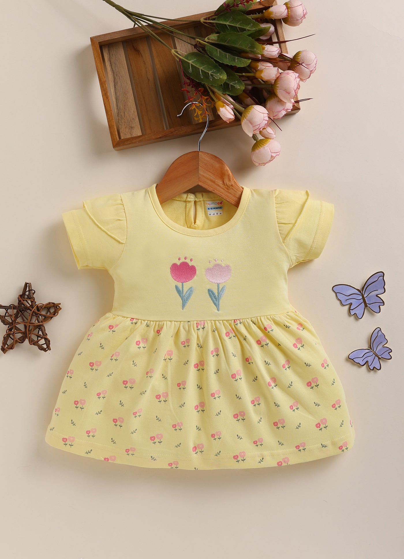 Yellow Girls Half Sleeves Frock / Dress