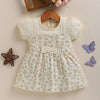 Cream Girls Half Sleeves Frock / Dress