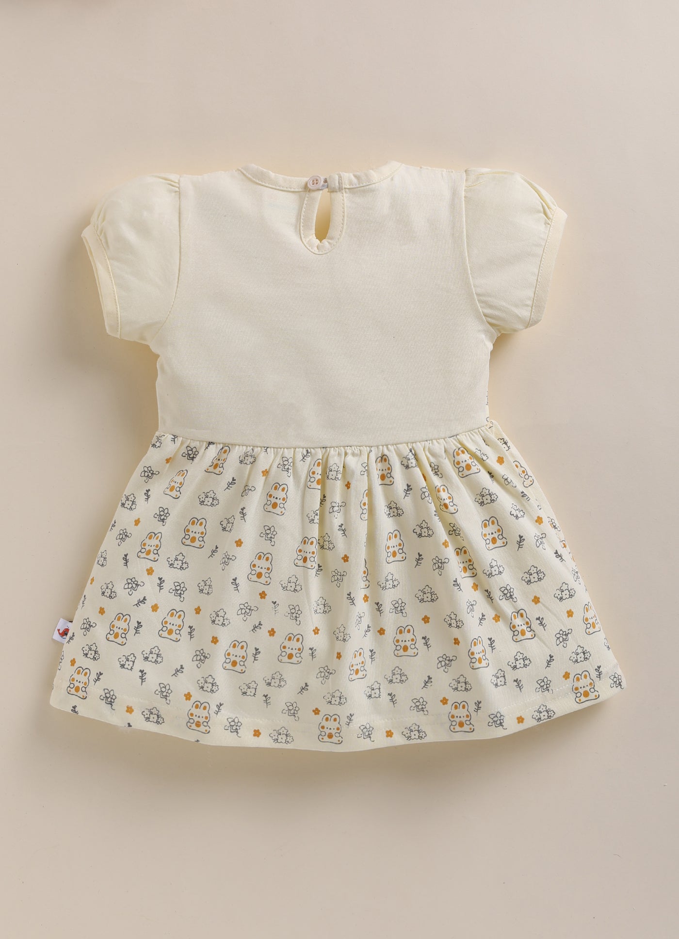 Cream Girls Half Sleeves Frock / Dress