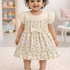 Cream Girls Half Sleeves Frock / Dress