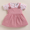 Pink & Off White Girls Half Sleeves Frock / Dress