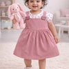 Pink & Off White Girls Half Sleeves Frock / Dress