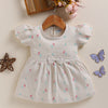 Beige Girls Half Sleeves Frock / Dress
