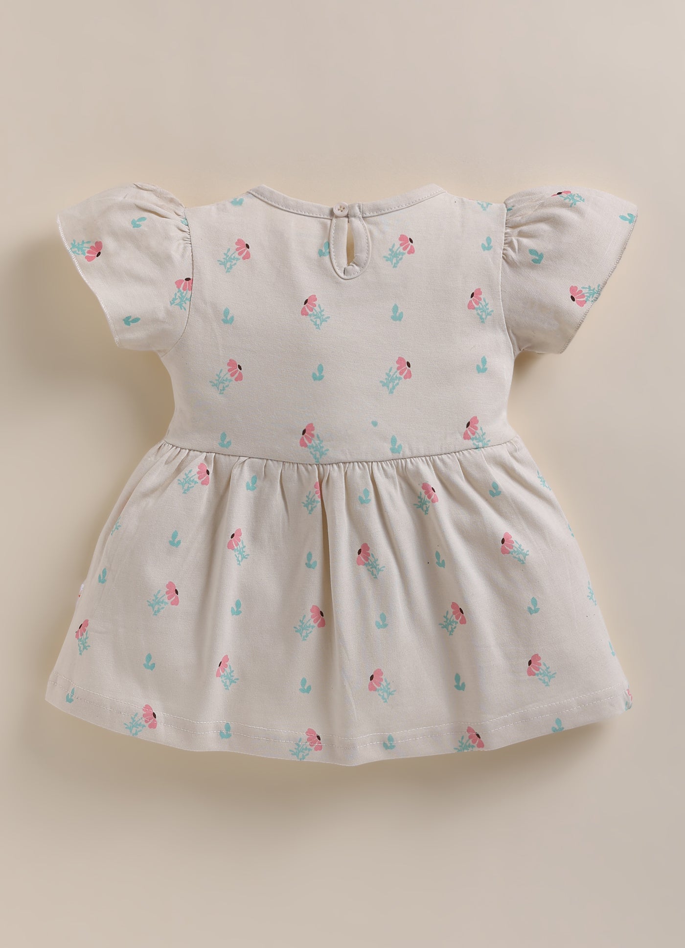 Beige Girls Half Sleeves Frock / Dress