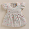 Beige Girls Half Sleeves Frock / Dress