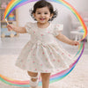 Beige Girls Half Sleeves Frock / Dress