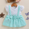 Mint Green & Off white Girls Half Sleeves Frock / Dress