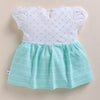Mint Green & Off white Girls Half Sleeves Frock / Dress