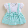 Mint Green & Off white Girls Half Sleeves Frock / Dress